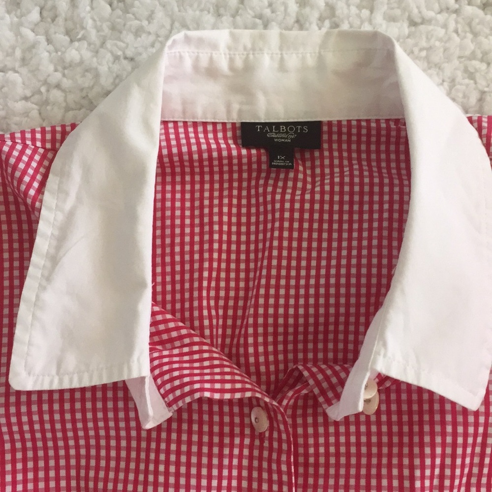 Talbots Gingham Checked Blouse Top 1X